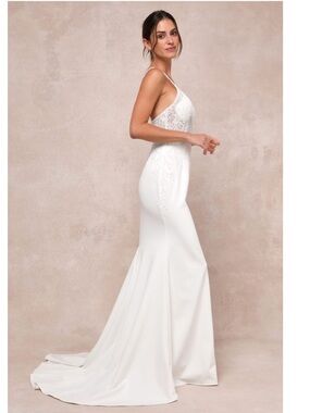 Lulus Infinite Adoration Ivory Beaded Embroidered Lace Beach Maxi Wedding Dress